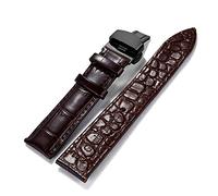 NBCNZCTSAS Bande de montre en cuir la texture crocodile douce bande 16mm 18mm 20mm 22mm adaptée for TypeSot Fit for Seiko Accès(Brown-Black buckle,22mm)