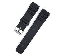 NBCNZCTSAS Black Sports Diving Caoutchouc Sangle Fit for Casio 18mm 20mm 22mm Hommes Silver En Acier Inoxydable Boucle de rechange Silicone Watchband(22mm)