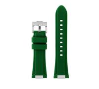 NBCNZCTSAS Bracelet de montre en caoutchouc de Silicone adapté au bracelet de montre TISSOT PRX série T137.407/T137.410 Super Player bracelet for hommes 26x12mm extrémité convexe(Green silver pin)