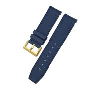 NBCNZCTSAS Bracelet de montre en caoutchouc de Silicone for extrémité incurvée de 23mm 22mm, adapté for Tudor Black Bay Bronze Pelagos, adapté for Longines Conquest HydroConquest L3(Blue blue-golden,2