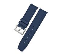 NBCNZCTSAS Bracelet de montre en caoutchouc de Silicone for extrémité incurvée de 23mm 22mm, adapté for Tudor Black Bay Bronze Pelagos, adapté for Longines Conquest HydroConquest L3(Blue blue-Silver,2