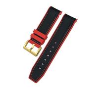 NBCNZCTSAS Bracelet de montre en caoutchouc de Silicone for extrémité incurvée de 23mm 22mm, adapté for Tudor Black Bay Bronze Pelagos, adapté for Longines Conquest HydroConquest L3(Black red-golden,2