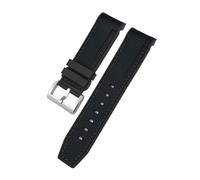 NBCNZCTSAS Bracelet de montre en caoutchouc de Silicone for extrémité incurvée de 23mm 22mm, adapté for Tudor Black Bay Bronze Pelagos, adapté for Longines Conquest HydroConquest L3(Black black-Silver
