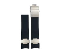 NBCNZCTSAS Bracelet de montre en caoutchouc et Silicone, 22mm, adapté for Ulysse Nardin 263 DIVER, bracelet for extrémité incurvée, noir et bleu, bracelet de Sport(Black Wave,22mm Without Buckle)