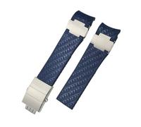 NBCNZCTSAS Bracelet de montre en caoutchouc et Silicone, 22mm, adapté for Ulysse Nardin 263 DIVER, bracelet for extrémité incurvée, noir et bleu, bracelet de Sport(Blue Wave 1,22mm Black Buckle)