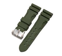 NBCNZCTSAS Bracelet de montre en caoutchouc et Silicone naturel, 22mm, 24mm, 26mm, adapté for Panerai, Luminor PAM441, noir, bleu, Orange, outils de bracelet de montre de Sport(Green-silver,24mm witho