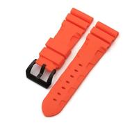 NBCNZCTSAS Bracelet de montre en caoutchouc et Silicone naturel, 22mm, 24mm, 26mm, adapté for Panerai, Luminor PAM441, noir, bleu, Orange, outils de bracelet de montre de Sport(Orange-black,22mm)