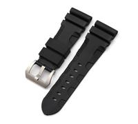 NBCNZCTSAS Bracelet de montre en caoutchouc et Silicone naturel, 22mm, 24mm, 26mm, adapté for Panerai, Luminor PAM441, noir, bleu, Orange, outils de bracelet de montre de Sport(Black-silver,22mm)