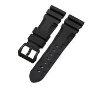 NBCNZCTSAS Bracelet de montre en caoutchouc et Silicone naturel, 22mm, 24mm, 26mm, adapté for Panerai, Luminor PAM441, noir, bleu, Orange, outils de bracelet de montre de Sport(Black-black,24mm withou