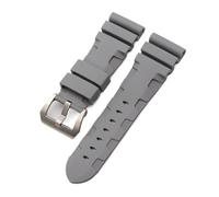 NBCNZCTSAS Bracelet de montre en caoutchouc et Silicone naturel, 22mm, 24mm, 26mm, adapté for Panerai, Luminor PAM441, noir, bleu, Orange, outils de bracelet de montre de Sport(-silver,24mm without bu