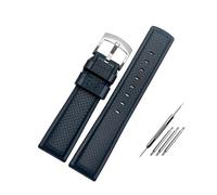 NBCNZCTSAS Bracelet de montre en caoutchouc fluoré 20 mm 21 mm for Omega Fit for IWC Fit for Hamilton Bracelet de montre en silicone souple imperméable et résistant for la sueur for hommes(B-blue-silv