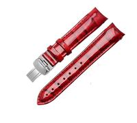 NBCNZCTSAS Bracelet de montre en cuir brillant adapté for Tissot 1853 T035 femmes T035210a T035207a, accessoires de Bracelet de montre étanche 18mm(Red black-silver)