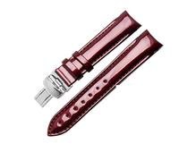 NBCNZCTSAS Bracelet de montre en cuir brillant adapté for Tissot 1853 T035 femmes T035210a T035207a, accessoires de Bracelet de montre étanche 18mm(Claret-silver)
