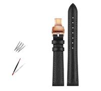 NBCNZCTSAS Bracelet de montre en cuir de mode for Armani Fit for Timex Fit for Gucci Fit for Fossil Fit for Casio Bracelet de montre femmes Bracelet 10 12mm 14mm 16mm 18mm(Black-rose gold-B,16mm)