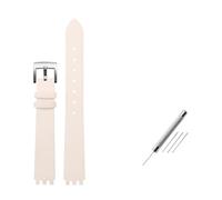 NBCNZCTSAS Bracelet de montre en cuir de soie de Style adapté for la série Swatch LP131 LW143 YSS317G LK292G YSS306 Bracelet de mode for femmes(White-silver)