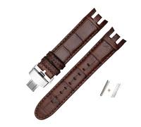 NBCNZCTSAS Bracelet de montre en cuir de vache double convexe for Swatch YRS403 401 402g 412 418 406 série bracelet de montre en cuir for hommes bracelet de 21mm(Brown p1 BS)