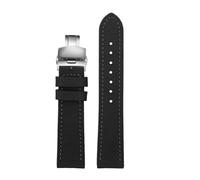 NBCNZCTSAS Bracelet de montre en cuir et nylon for Breitling, compatible for Seawolf Blackbird, Avenger Tudor, bracelet de montre en toile Black Shield 20, 22 mm, 24 mm.(Black-steel Folding,24mm)