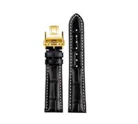NBCNZCTSAS Bracelet de montre en cuir for boucle, adapté for la Collection Longines Masters L3 L4 L2.628/L2.673, 19 20 21mm(Black Gold,20mm)