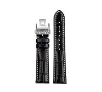 NBCNZCTSAS Bracelet de montre en cuir for boucle, adapté for la Collection Longines Masters L3 L4 L2.628/L2.673, 19 20 21mm(Black Silver,19mm)