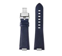 NBCNZCTSAS Bracelet de montre en cuir for extrémité convexe, adapté for la série Tissot PRX, ceinture T137.407 T137.410, 26x12mm, 1853(B blue Folding)
