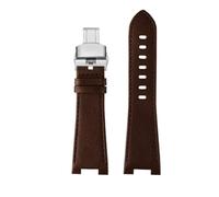 NBCNZCTSAS Bracelet de montre en cuir for extrémité convexe, adapté for la série Tissot PRX, ceinture T137.407 T137.410, 26x12mm, 1853(B brown Folding)