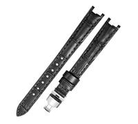 NBCNZCTSAS Bracelet de montre en cuir for femme, 1853, adapté for Tissot T094, for la série Flamenco T094210, Bracelet de montre de 12mm, outil d'envoi(B black silver)