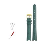 NBCNZCTSAS Bracelet de montre en cuir for femmes, 14x5mm, 16x10mm, 12x5mm, adapté for Gucci GC YA141401 YA141505, Bracelet de montre cranté, chaîne de montre(Green gold,12x4mm)