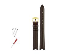 NBCNZCTSAS Bracelet de montre en cuir for femmes, 14x5mm, 16x10mm, 12x5mm, adapté for Gucci GC YA141401 YA141505, Bracelet de montre cranté, chaîne de montre(Brown gold,14x4mm)