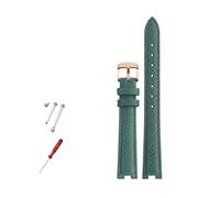NBCNZCTSAS Bracelet de montre en cuir for femmes, 14x5mm, 16x10mm, 12x5mm, adapté for Gucci GC YA141401 YA141505, Bracelet de montre cranté, chaîne de montre(Green rosegold,12x4mm)