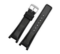 NBCNZCTSAS Bracelet de montre en cuir for hommes et femmes, 16x10, 20x12, 22x14mm, for vis, adapté for GC YA1332 YA1333 YA1335(Black Silver,22.14mm)