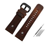 NBCNZCTSAS Bracelet de montre en cuir for hommes, Vintage Diesel, grande taille, riveté en métal, 28mm, adapté for Seven Friday P1/2 Q2/03/M2/M021 T2(A-Dark brown-black)