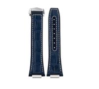 NBCNZCTSAS Bracelet de montre en cuir for IWC, 25x14MM, for ingénieur, IW328901 903, IW328902, en caoutchouc, cuir de vache, montre for hommes(Blue-white-silver)