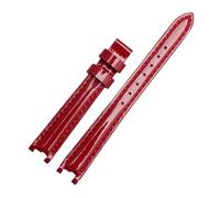 NBCNZCTSAS Bracelet de montre en cuir for Tissot, adapté au Flamenco 1853 T094210 T0842, bracelet étanche brillant cranté for femmes, 12mm(Red-no buckle)
