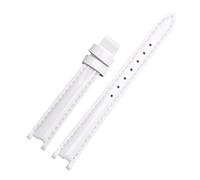 NBCNZCTSAS Bracelet de montre en cuir for Tissot, adapté au Flamenco 1853 T094210 T0842, bracelet étanche brillant cranté for femmes, 12mm(White-no buckle)