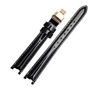 NBCNZCTSAS Bracelet de montre en cuir for Tissot, adapté au Flamenco 1853 T094210 T0842, bracelet étanche brillant cranté for femmes, 12mm(Black-gold)