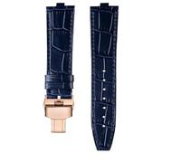 NBCNZCTSAS Bracelet de montre en cuir surélevé for Vacheron Constantin Danton, compatible for Crossover Four Seas VC 4300/4500 V 5500 V 7900 V, 24 x 7 mm.(Blue-rose gold)