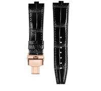NBCNZCTSAS Bracelet de montre en cuir surélevé for Vacheron Constantin Danton, compatible for Crossover Four Seas VC 4300/4500 V 5500 V 7900 V, 24 x 7 mm.(A-black-rose gold)