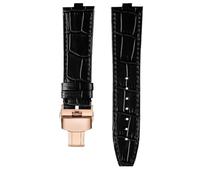 NBCNZCTSAS Bracelet de montre en cuir surélevé for Vacheron Constantin Danton, compatible for Crossover Four Seas VC 4300/4500 V 5500 V 7900 V, 24 x 7 mm.(Black-rose gold)