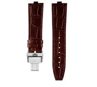 NBCNZCTSAS Bracelet de montre en cuir surélevé for Vacheron Constantin Danton, compatible for Crossover Four Seas VC 4300/4500 V 5500 V 7900 V, 24 x 7 mm.(Brown-silver)