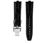 NBCNZCTSAS Bracelet de montre en cuir surélevé for Vacheron Constantin Danton, compatible for Crossover Four Seas VC 4300/4500 V 5500 V 7900 V, 24 x 7 mm.(Black-silver)