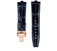 NBCNZCTSAS Bracelet de montre en cuir surélevé for Vacheron Constantin Danton, compatible for Crossover Four Seas VC 4300/4500 V 5500 V 7900 V, 24 x 7 mm.(A-blue-rose gold)