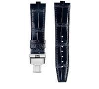 NBCNZCTSAS Bracelet de montre en cuir surélevé for Vacheron Constantin Danton, compatible for Crossover Four Seas VC 4300/4500 V 5500 V 7900 V, 24 x 7 mm.(A-blue-silver)