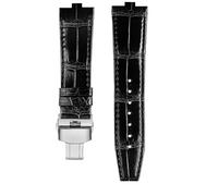 NBCNZCTSAS Bracelet de montre en cuir surélevé for Vacheron Constantin Danton, compatible for Crossover Four Seas VC 4300/4500 V 5500 V 7900 V, 24 x 7 mm.(A-black-silver)