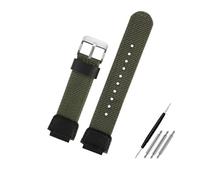 NBCNZCTSAS Bracelet de montre en Nylon 18MM adapté for Casio AE1200wh 1300 SGW-300H 400 500 F91W F84 AEQ-110W bracelet de montre en toile de Nylon for hommes(Green silver pin)