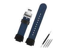 NBCNZCTSAS Bracelet de montre en Nylon 18MM adapté for Casio AE1200wh 1300 SGW-300H 400 500 F91W F84 AEQ-110W bracelet de montre en toile de Nylon for hommes(Blue silver)
