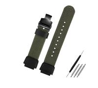 NBCNZCTSAS Bracelet de montre en Nylon 18MM adapté for Casio AE1200wh 1300 SGW-300H 400 500 F91W F84 AEQ-110W bracelet de montre en toile de Nylon for hommes(Green black)