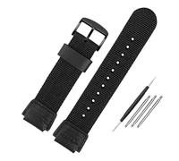 NBCNZCTSAS Bracelet de montre en nylon for Casio, AE-1200WH SGW-300/400H/500H AQ-S810W AE-1000/1300 MRW-200H, convexe 18mm, en toile et Silicone(Black black buckle)