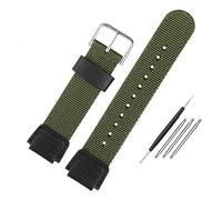 NBCNZCTSAS Bracelet de montre en nylon for Casio, AE-1200WH SGW-300/400H/500H AQ-S810W AE-1000/1300 MRW-200H, convexe 18mm, en toile et Silicone(Army green steel)