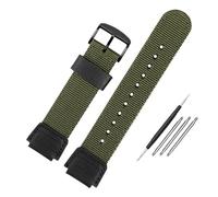 NBCNZCTSAS Bracelet de montre en nylon for Casio, AE-1200WH SGW-300/400H/500H AQ-S810W AE-1000/1300 MRW-200H, convexe 18mm, en toile et Silicone(Army green black)