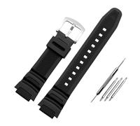 NBCNZCTSAS Bracelet de montre en nylon for Casio, AE-1200WH SGW-300/400H/500H AQ-S810W AE-1000/1300 MRW-200H, convexe 18mm, en toile et Silicone(Silicone black steel)
